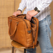 Cognac Leather Laptop Bag Boston, product view 3