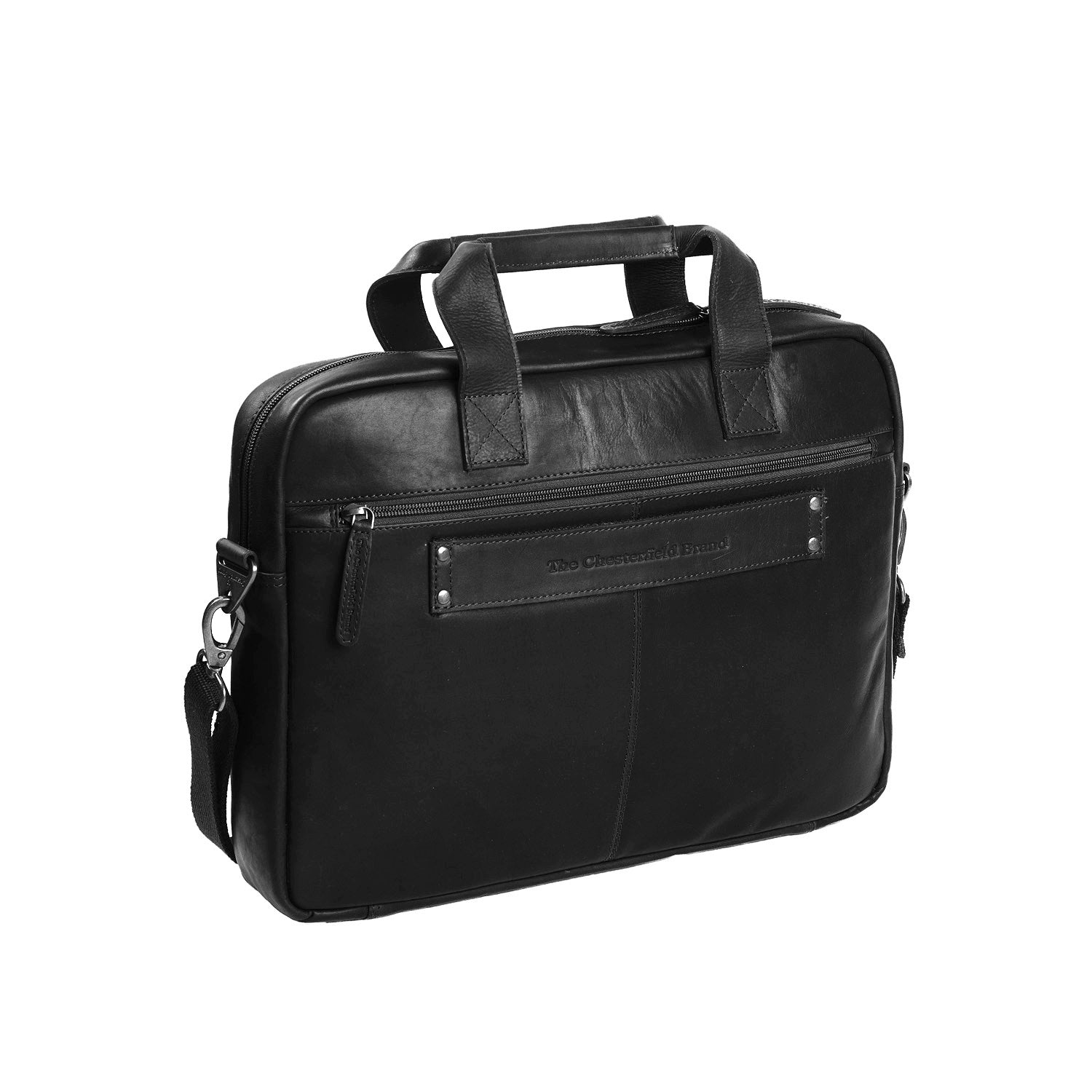 Black Leather Laptop Bag Calvi, detail view 1