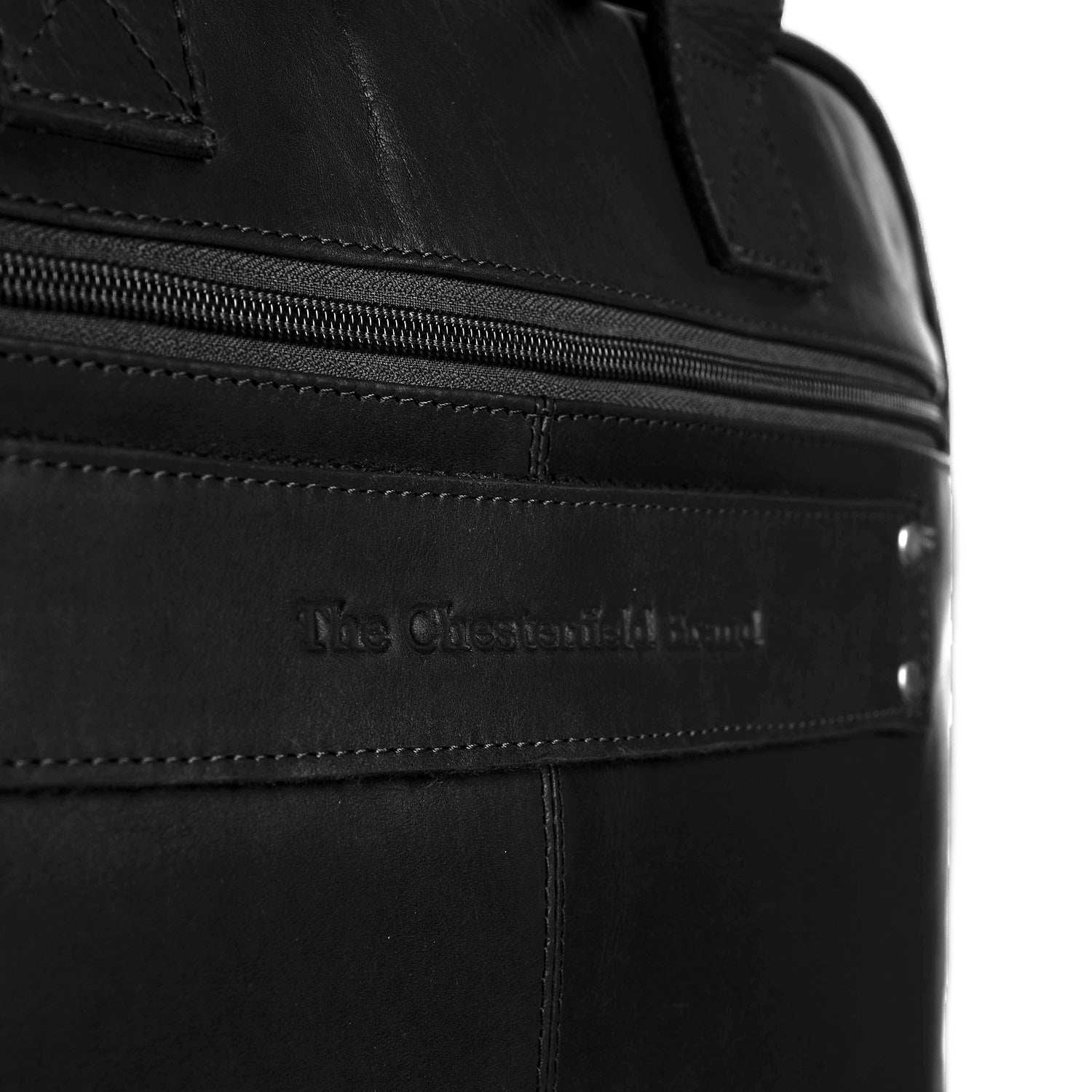 Black Leather Laptop Bag Calvi, detail view 4
