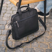 Black Leather Laptop Bag Calvi, product view 2