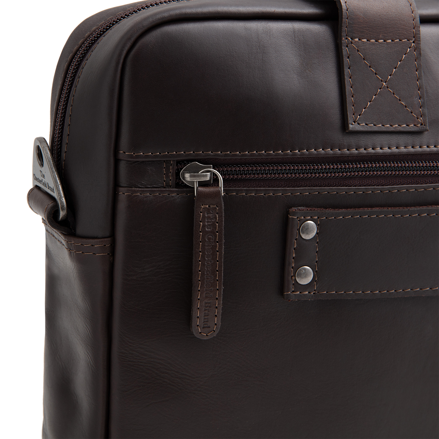 Brown Leather Laptop Bag Calvi, detail view 10