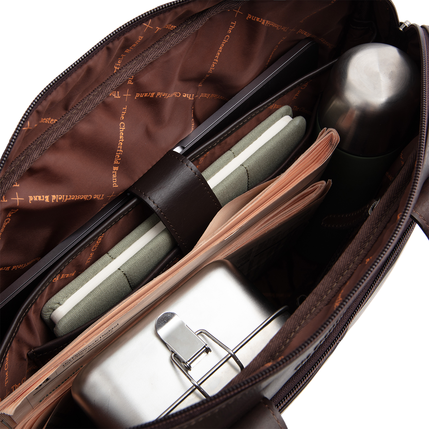 Brown Leather Laptop Bag Calvi, detail view 4