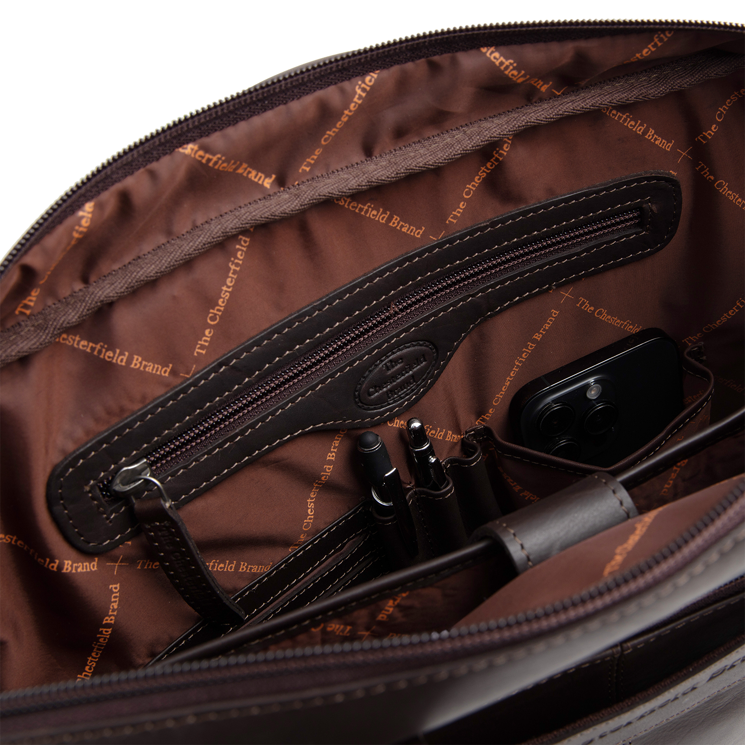 Brown Leather Laptop Bag Calvi, detail view 5