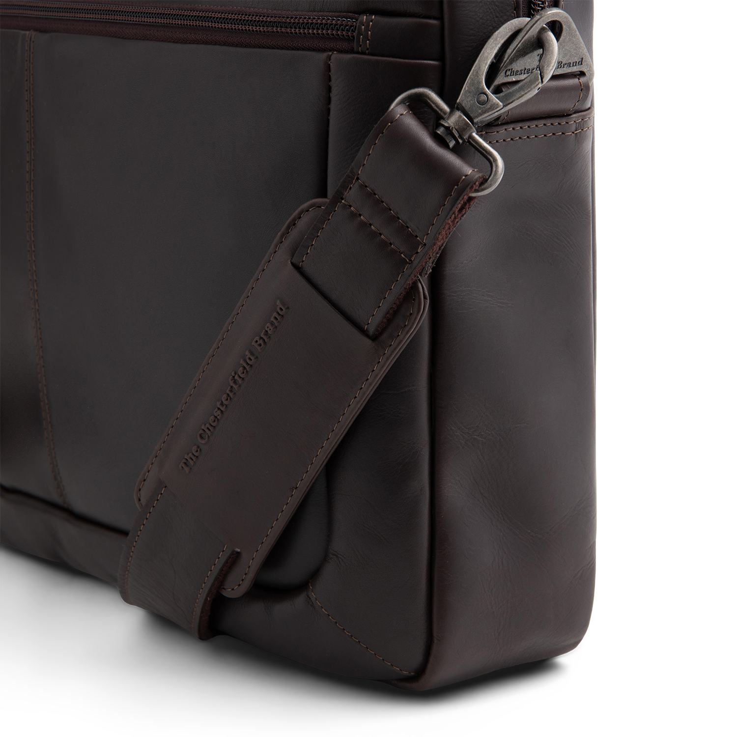 Brown Leather Laptop Bag Calvi, detail view 6