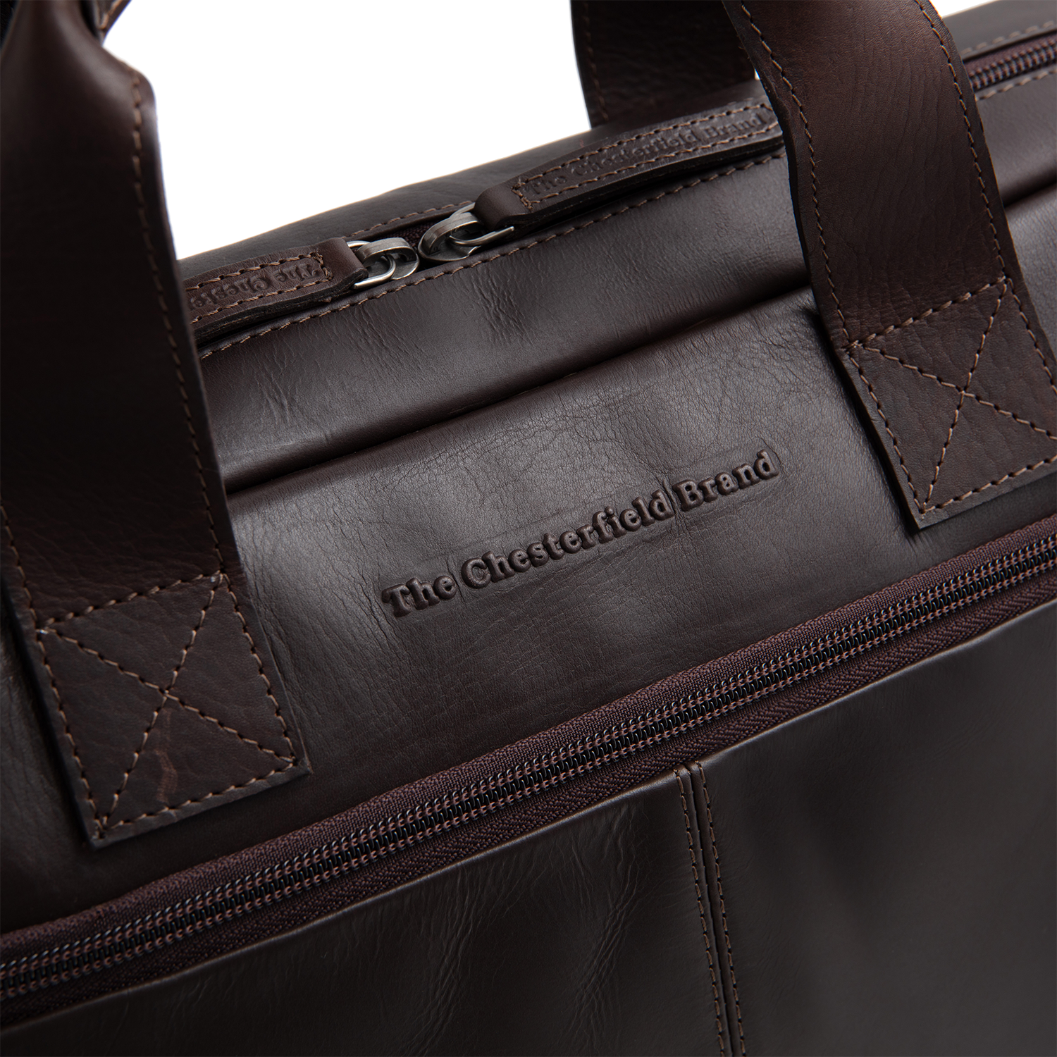 Brown Leather Laptop Bag Calvi, detail view 7