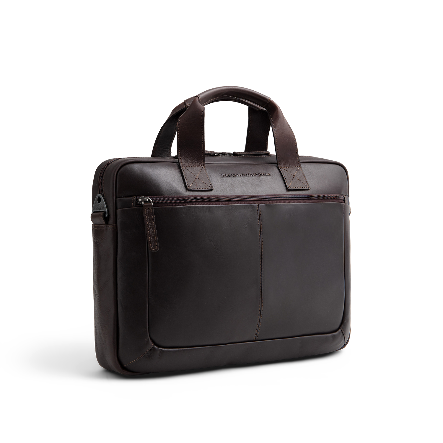 Brown Leather Laptop Bag Calvi, front view