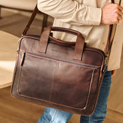 Brown Leather Laptop Bag Calvi, product view 2