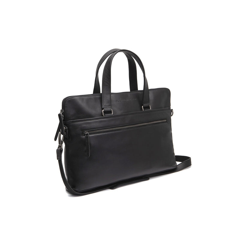 Black Leather Laptop Bag Elvas, front view