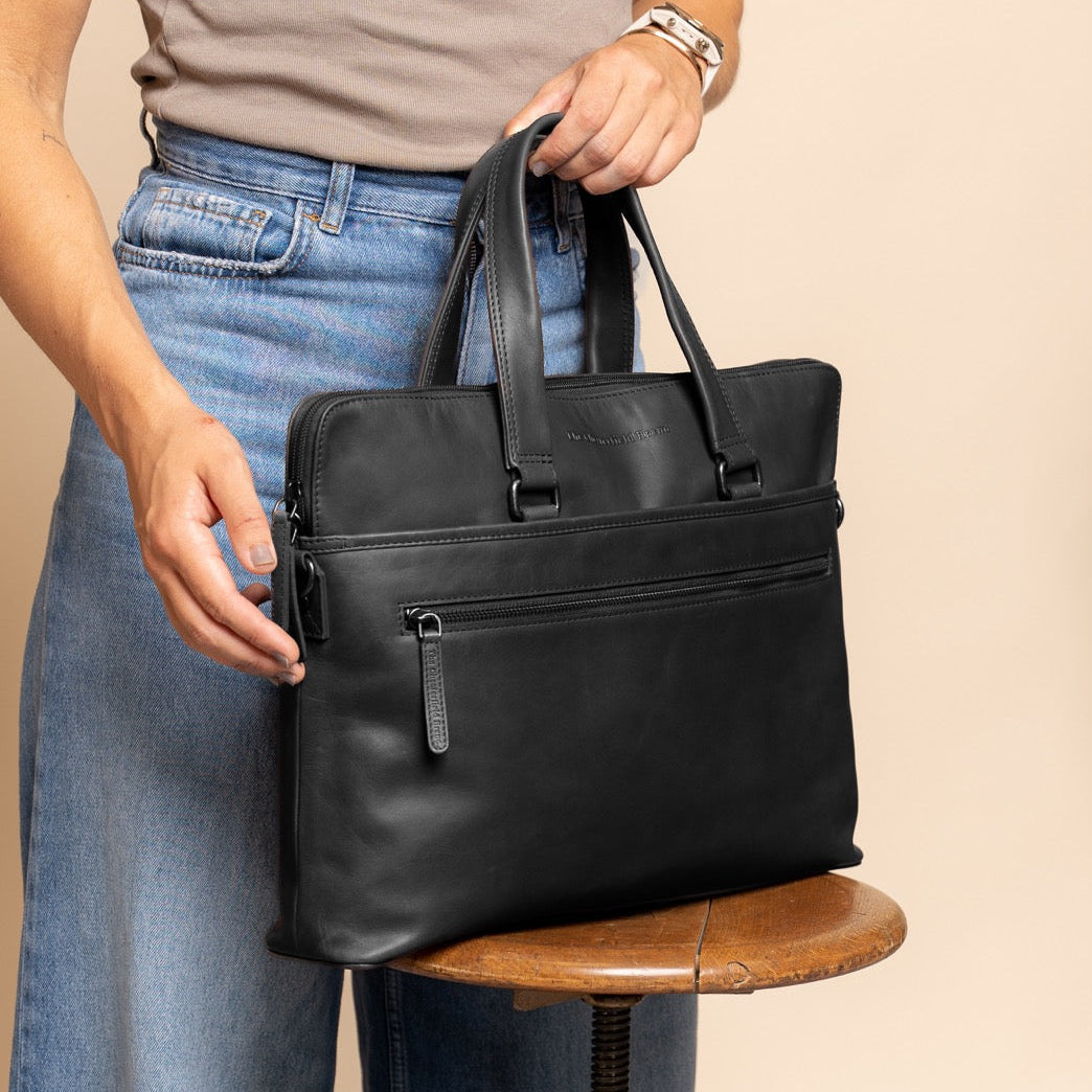 Black Leather Laptop Bag Elvas, product view 2