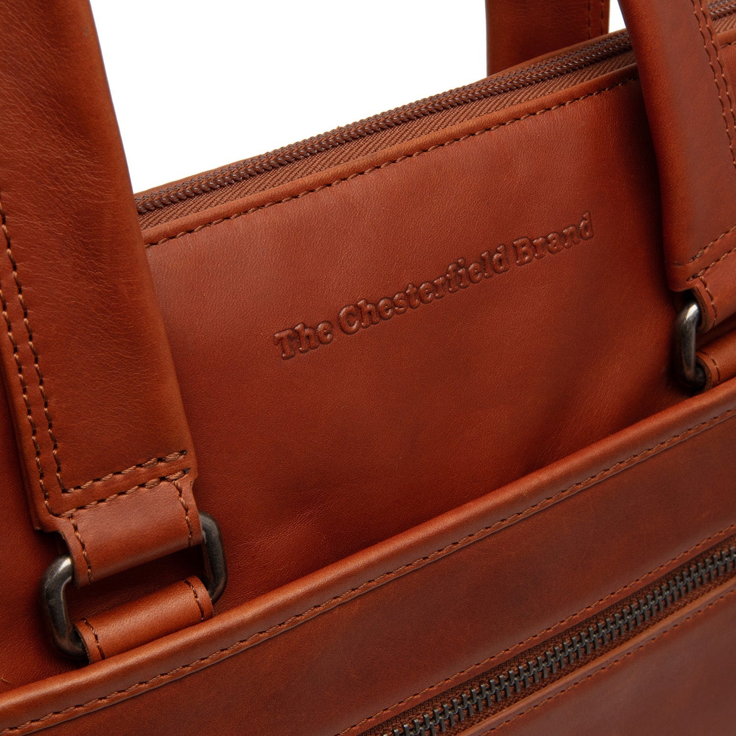 Cognac Leather Laptop Bag Elvas, detail view 1
