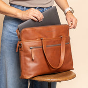 Cognac Leather Laptop Bag Elvas, product view 2