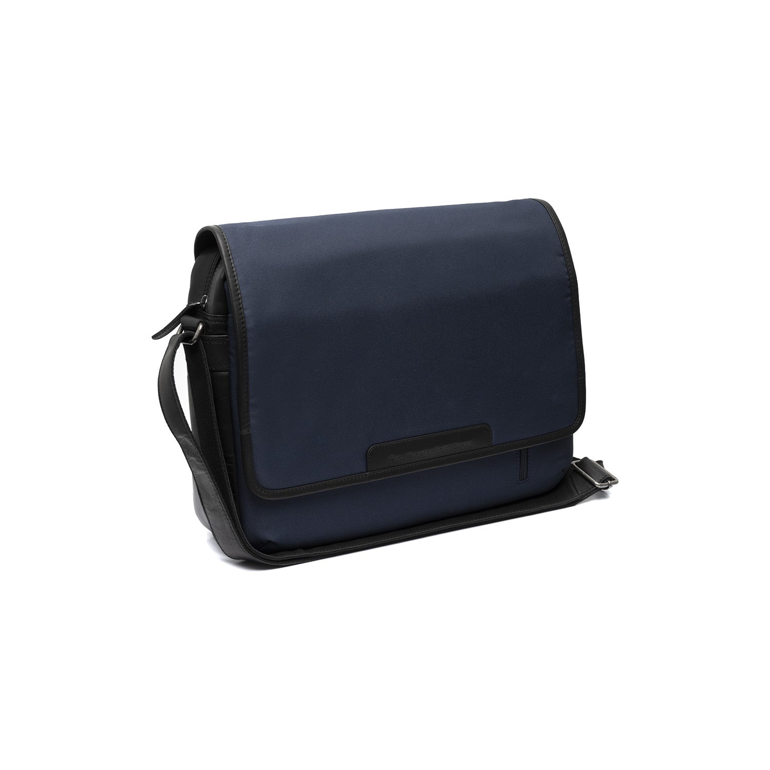 Navy Leather Laptop Bag Falun, front view