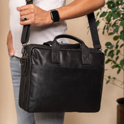 Black Leather Laptop Bag Frazer, product view 2