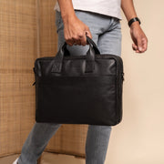 Black Leather Laptop Bag Frazer, product view 3