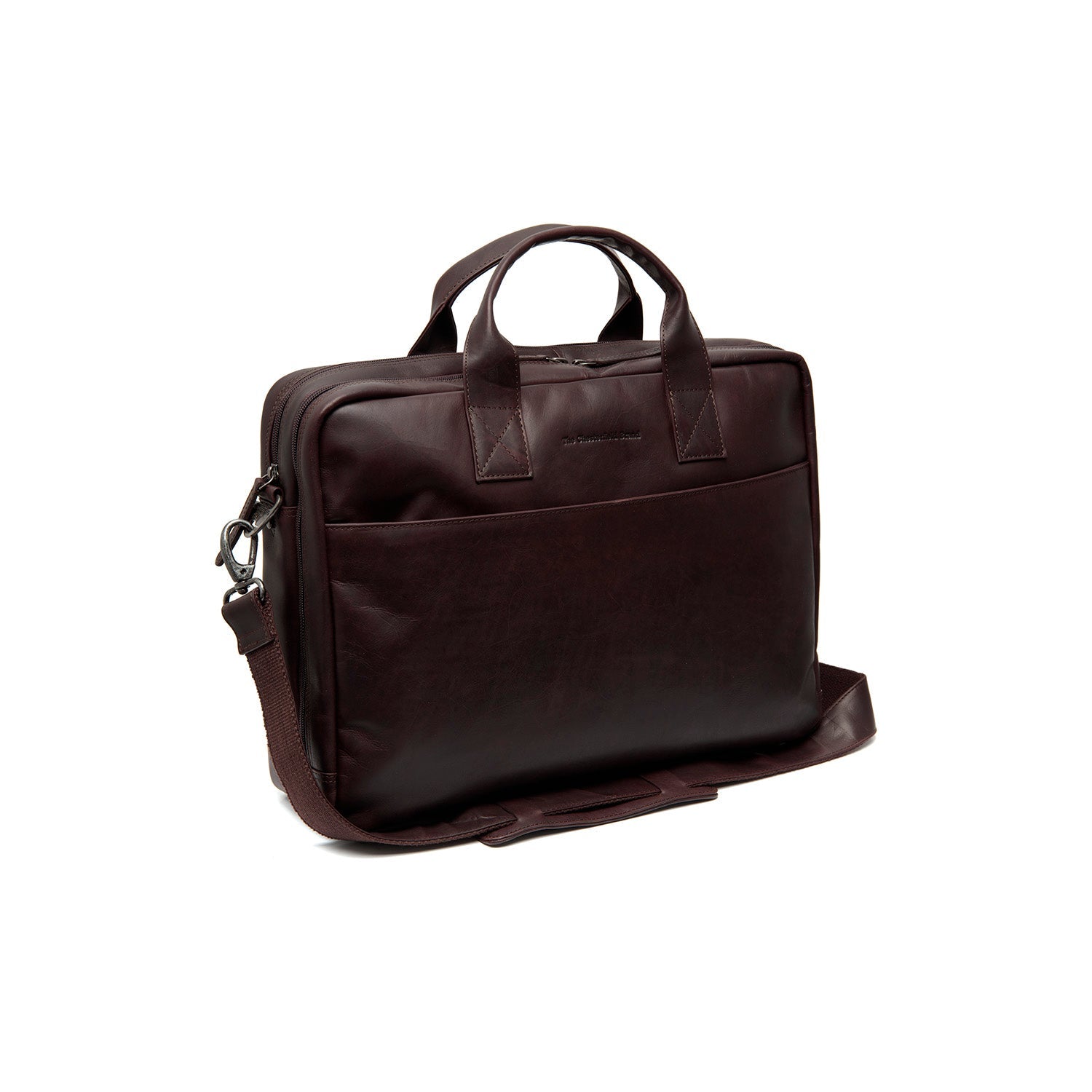 Brown Leather Laptop Bag Frazer, front view