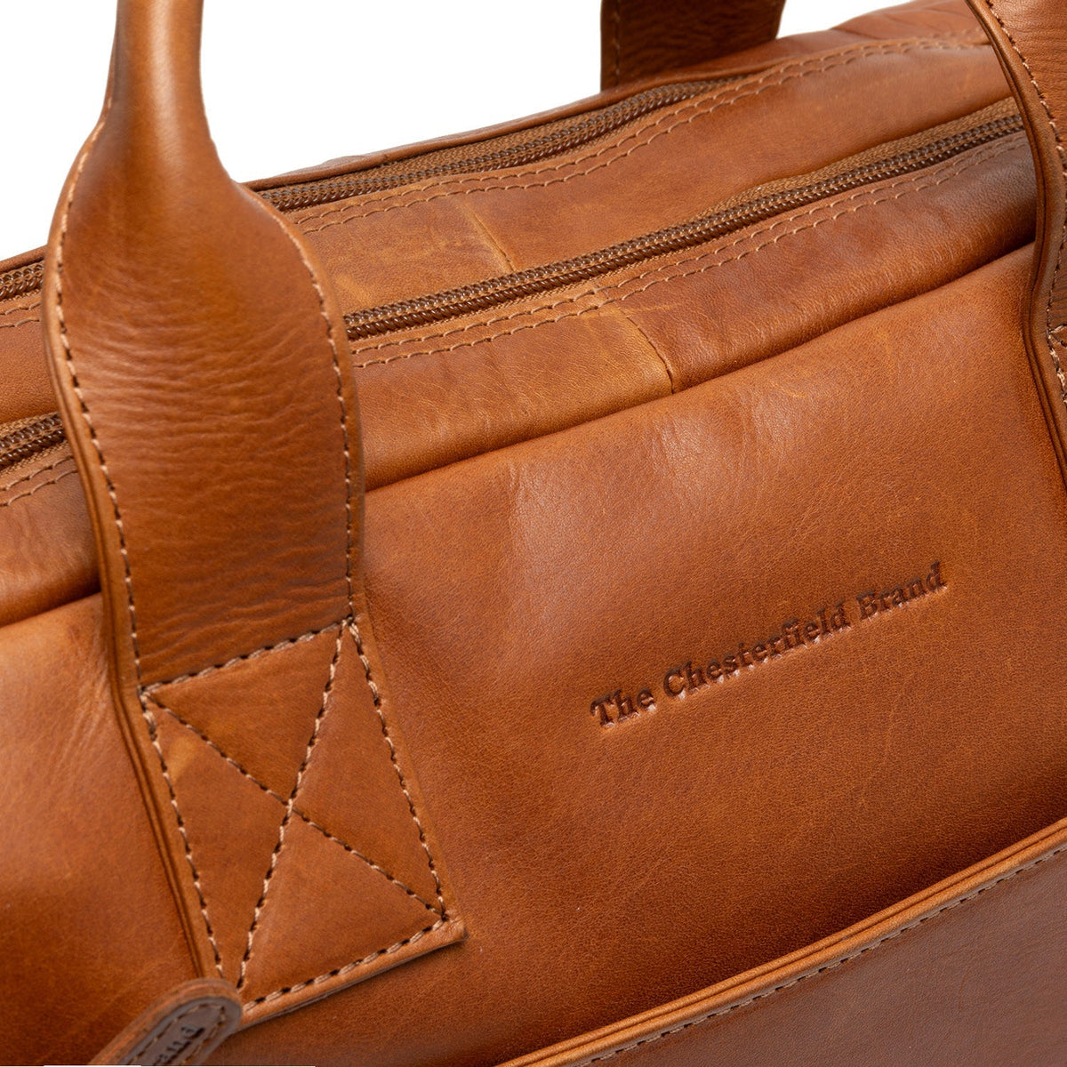 Cognac Leather Laptop Bag Frazer, detail view 3