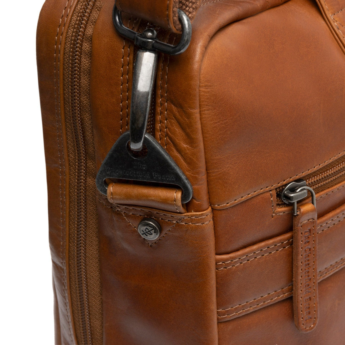 Cognac Leather Laptop Bag Frazer, detail view 6