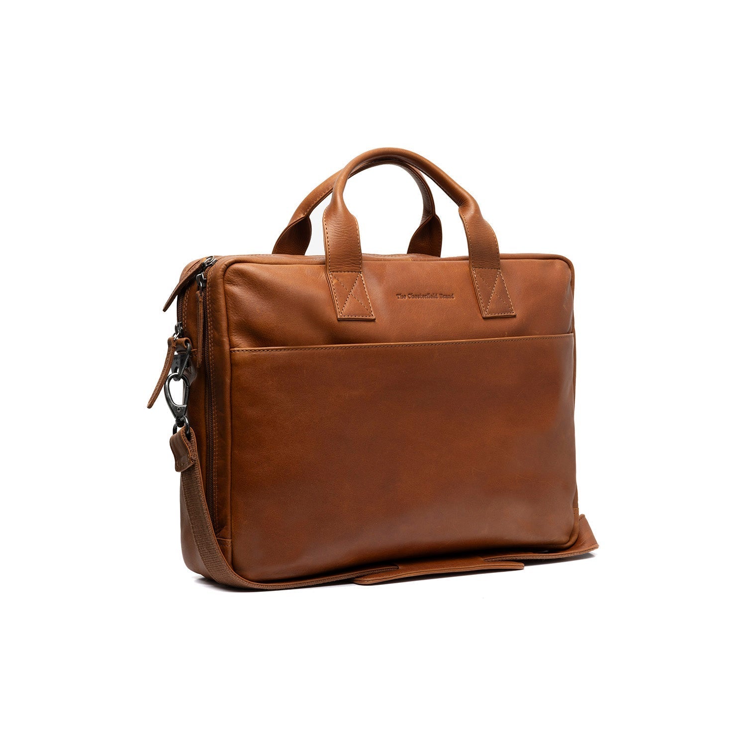 Cognac Leather Laptop Bag Frazer, front view