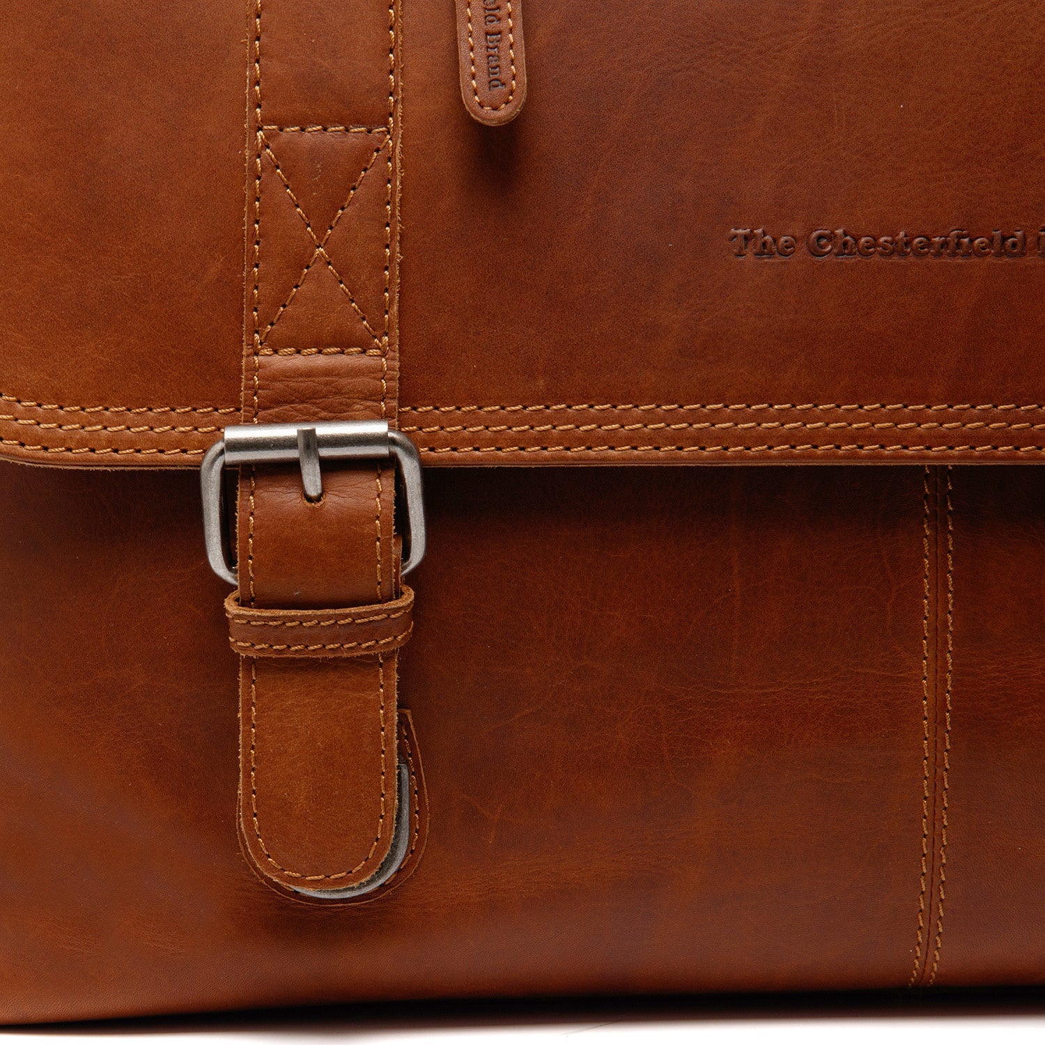Cognac Leather Laptop Bag Imperia, detail view 1