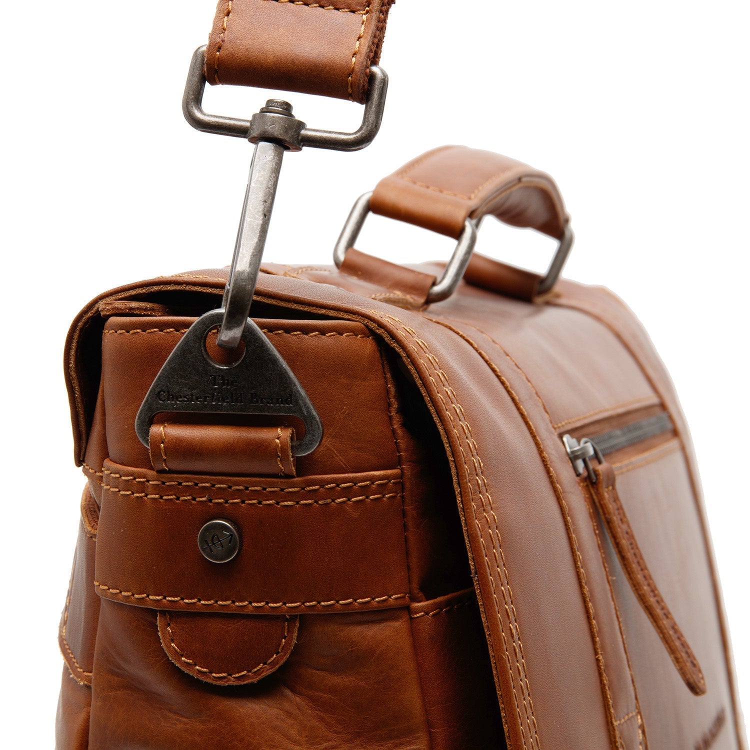 Cognac Leather Laptop Bag Imperia, detail view 3