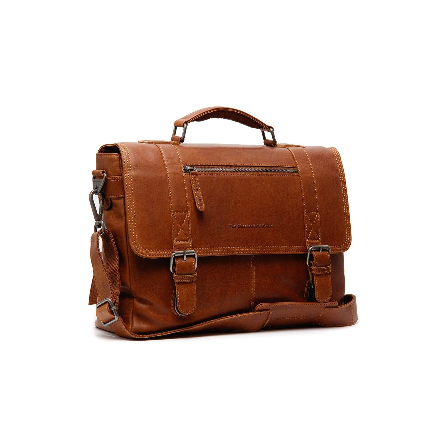 Cognac Leather Laptop Bag Imperia, front view