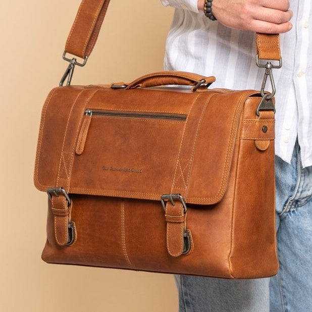 Cognac Leather Laptop Bag Imperia, product view 2