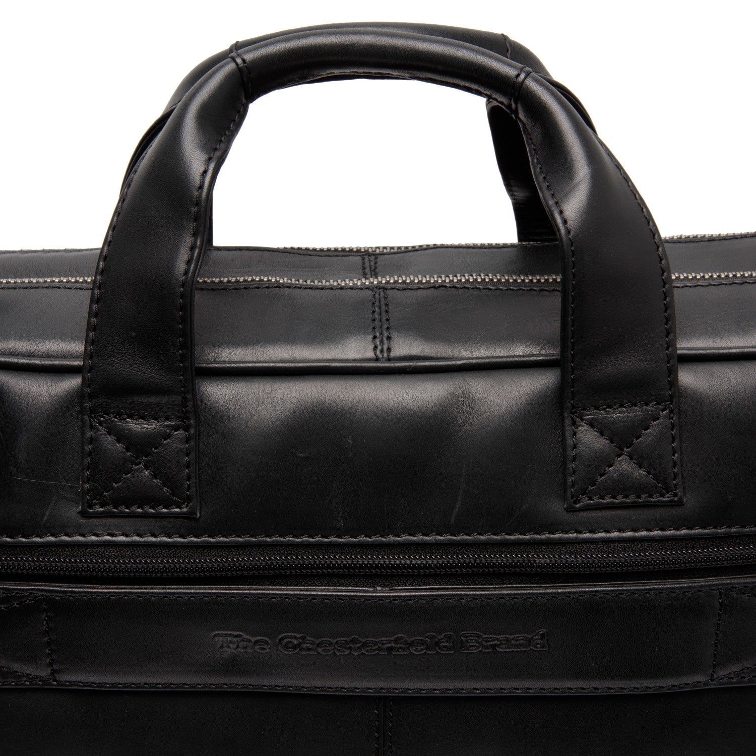 Black Leather Laptop Bag Iseo, detail view 5