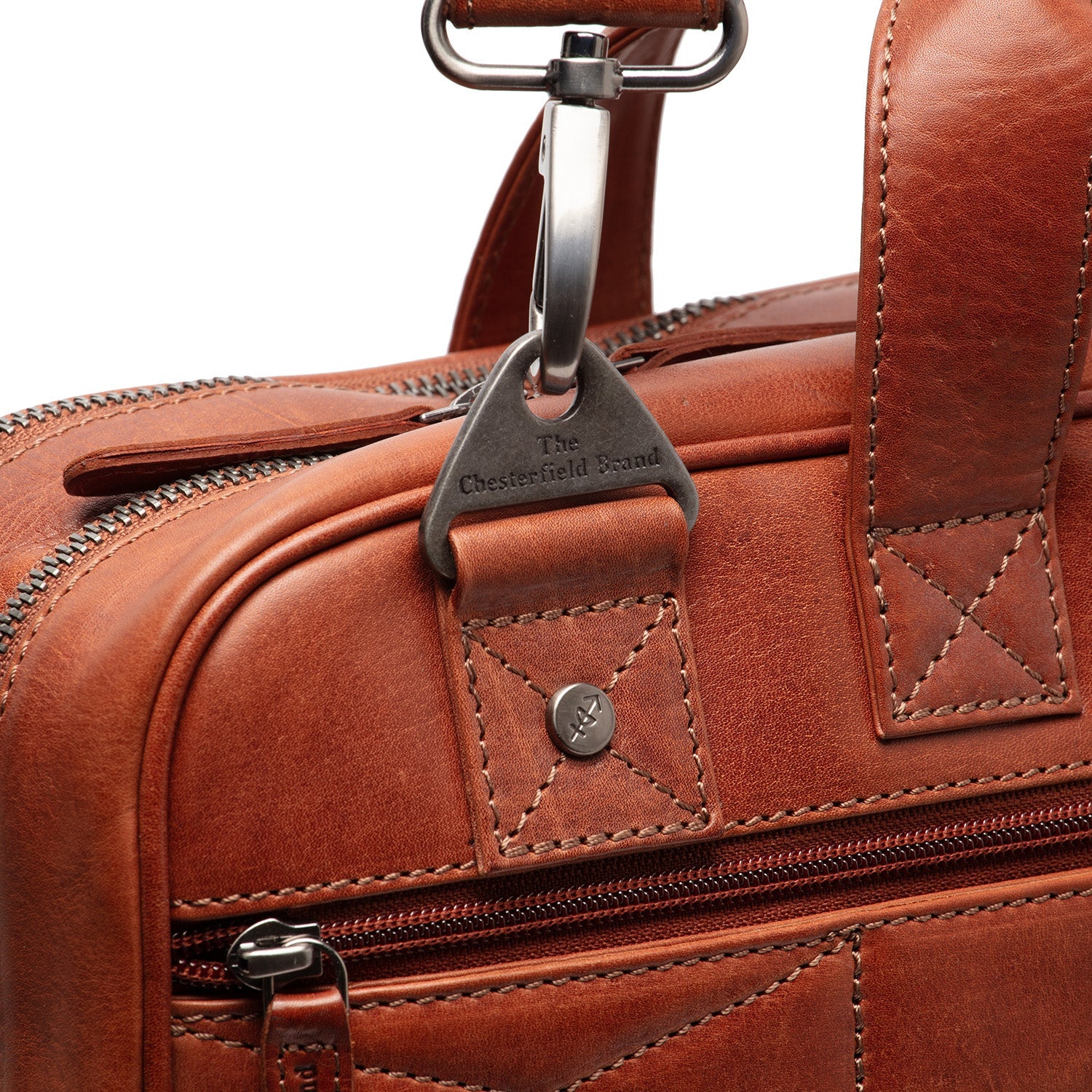 Cognac Leather Laptop Bag Iseo, detail view 4