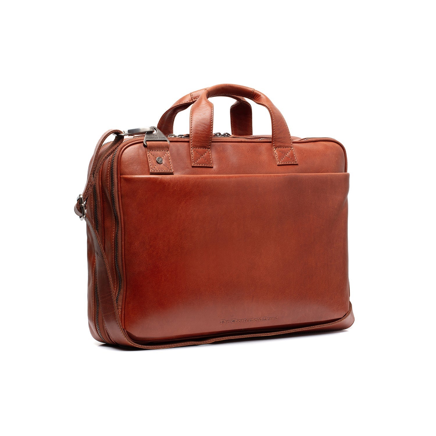 Cognac Leather Laptop Bag Iseo, front view