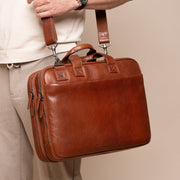 Cognac Leather Laptop Bag Iseo, product view 2