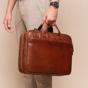 Cognac Leather Laptop Bag Iseo, product view 3