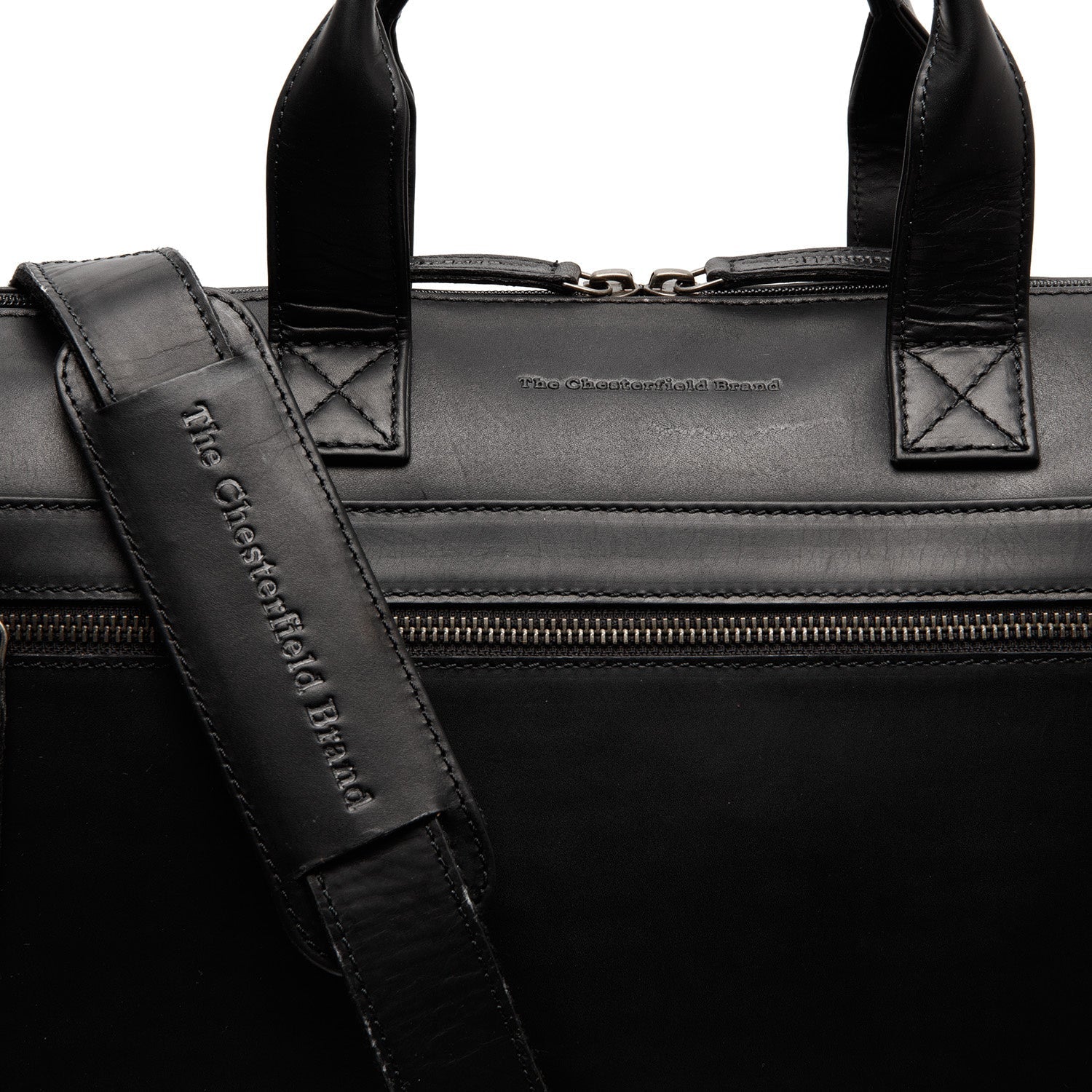 Black Leather Laptop Bag Levanto, detail view 1