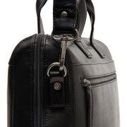 Black Leather Laptop Bag Levanto, detail view 5