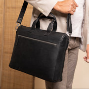 Black Leather Laptop Bag Levanto, product view 2