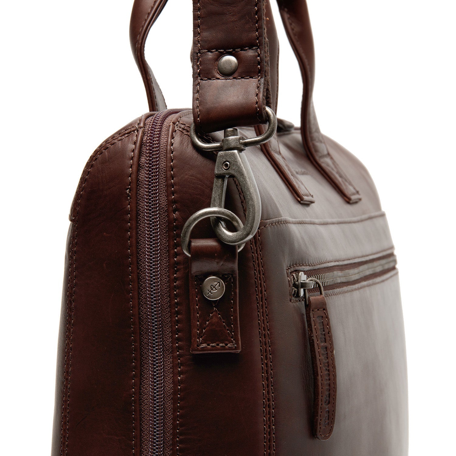 Brown Leather Laptop Bag Levanto, detail view 4