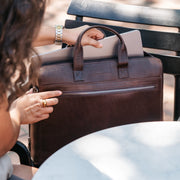 Brown Leather Laptop Bag Levanto, product view 2