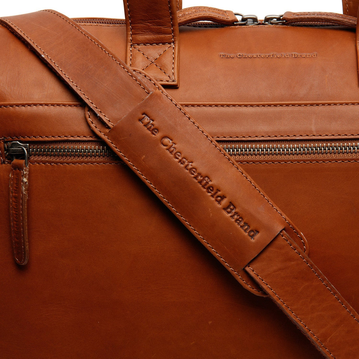 Cognac Leather Laptop Bag Levanto, detail view 3