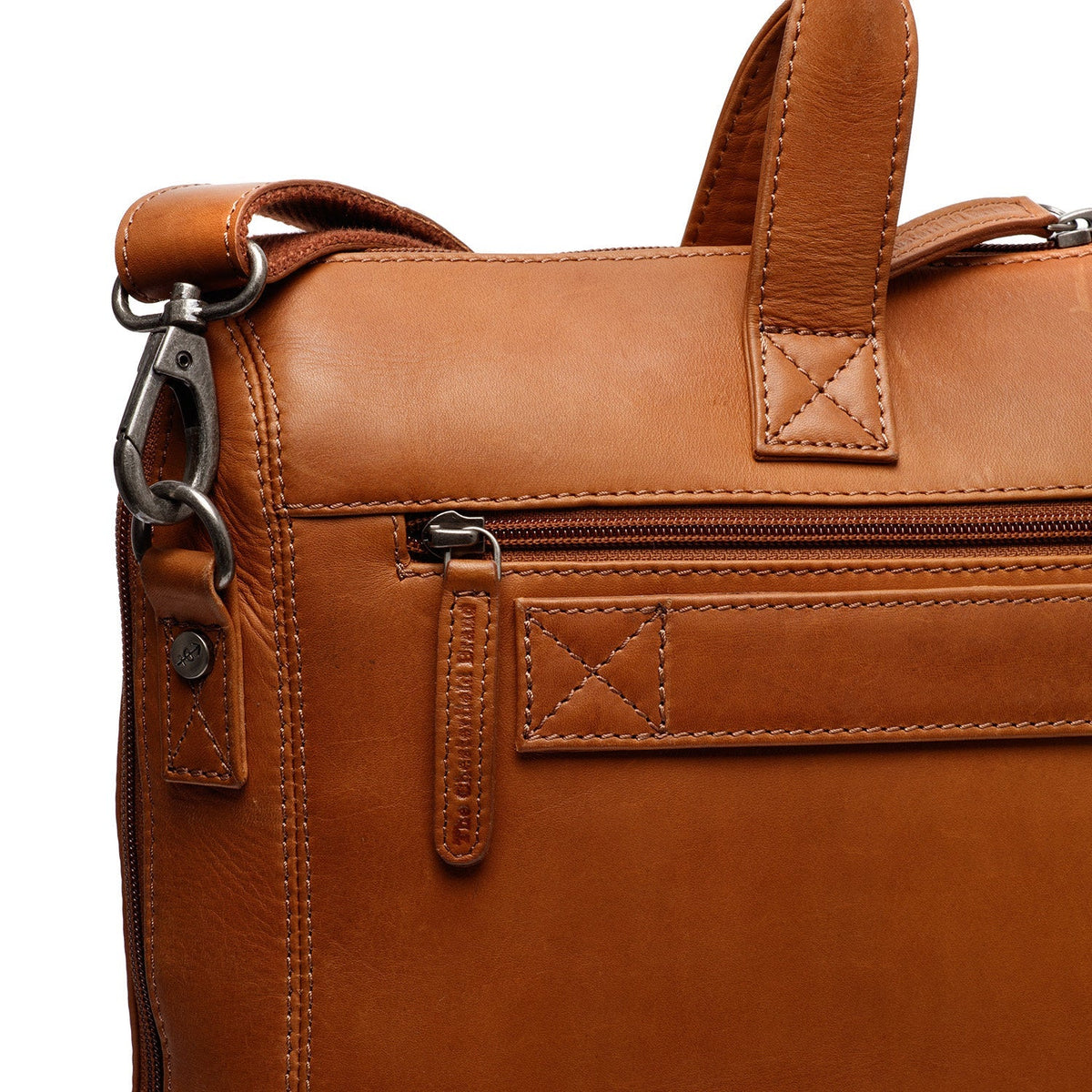 Cognac Leather Laptop Bag Levanto, detail view 7