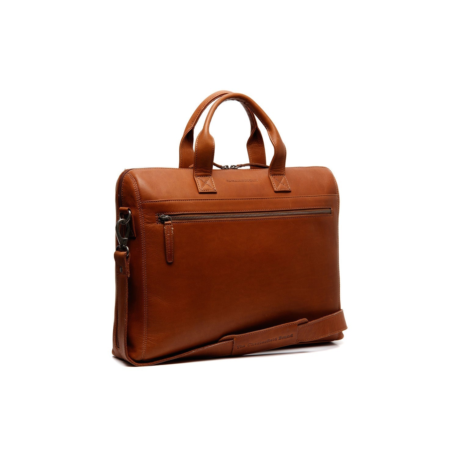 Cognac Leather Laptop Bag Levanto, front view
