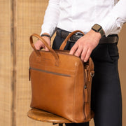 Cognac Leather Laptop Bag Levanto, product view 3