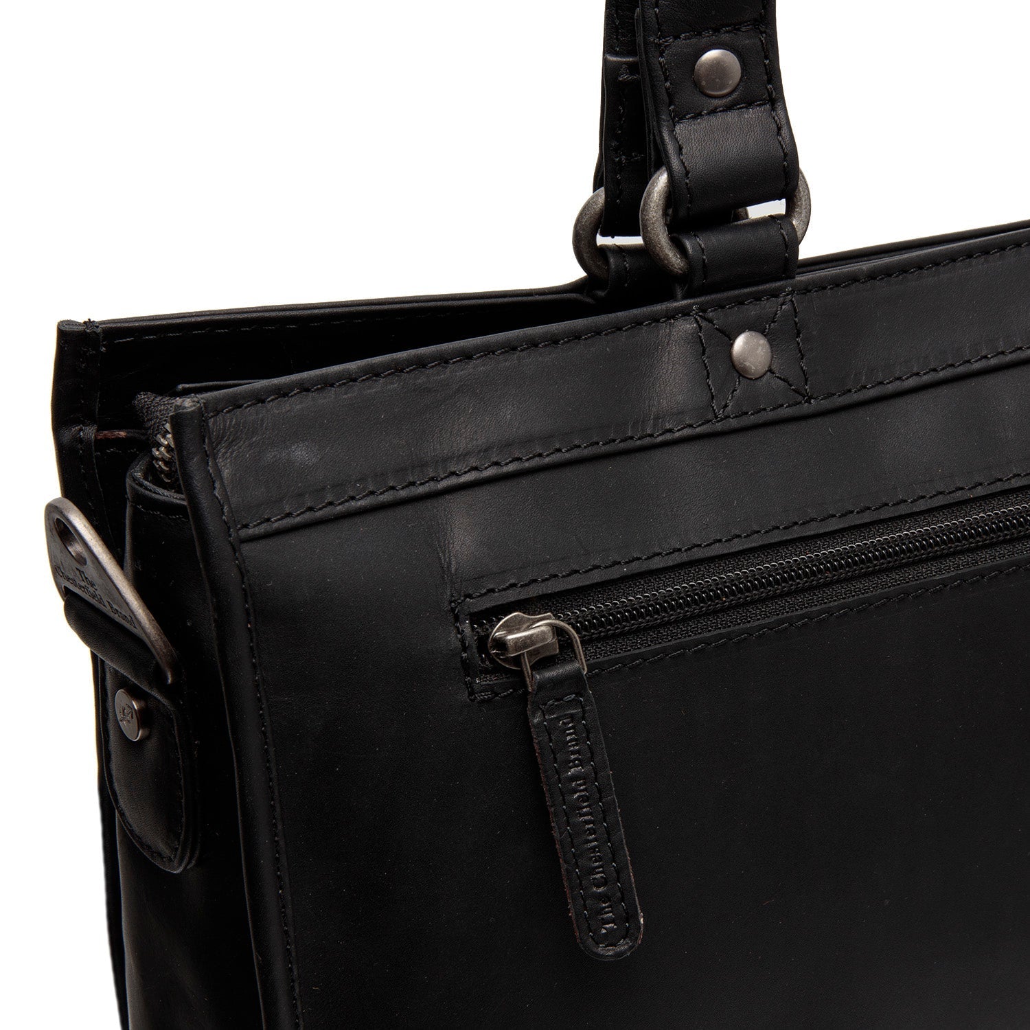 Black Leather Laptop Bag Manly, detail view 5