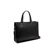 Black Leather Laptop Bag Manly, front view