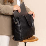 Black Leather Laptop Bag Manly, product view 3
