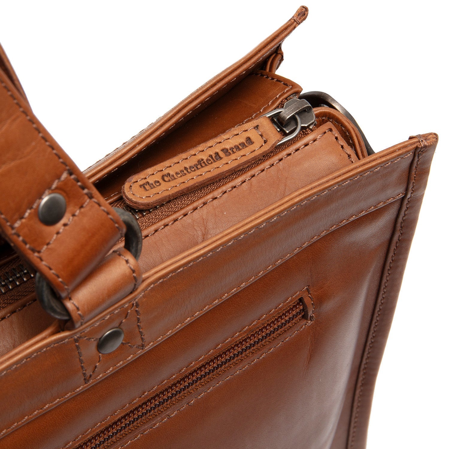 Cognac Leather Laptop Bag Manly, detail view 1