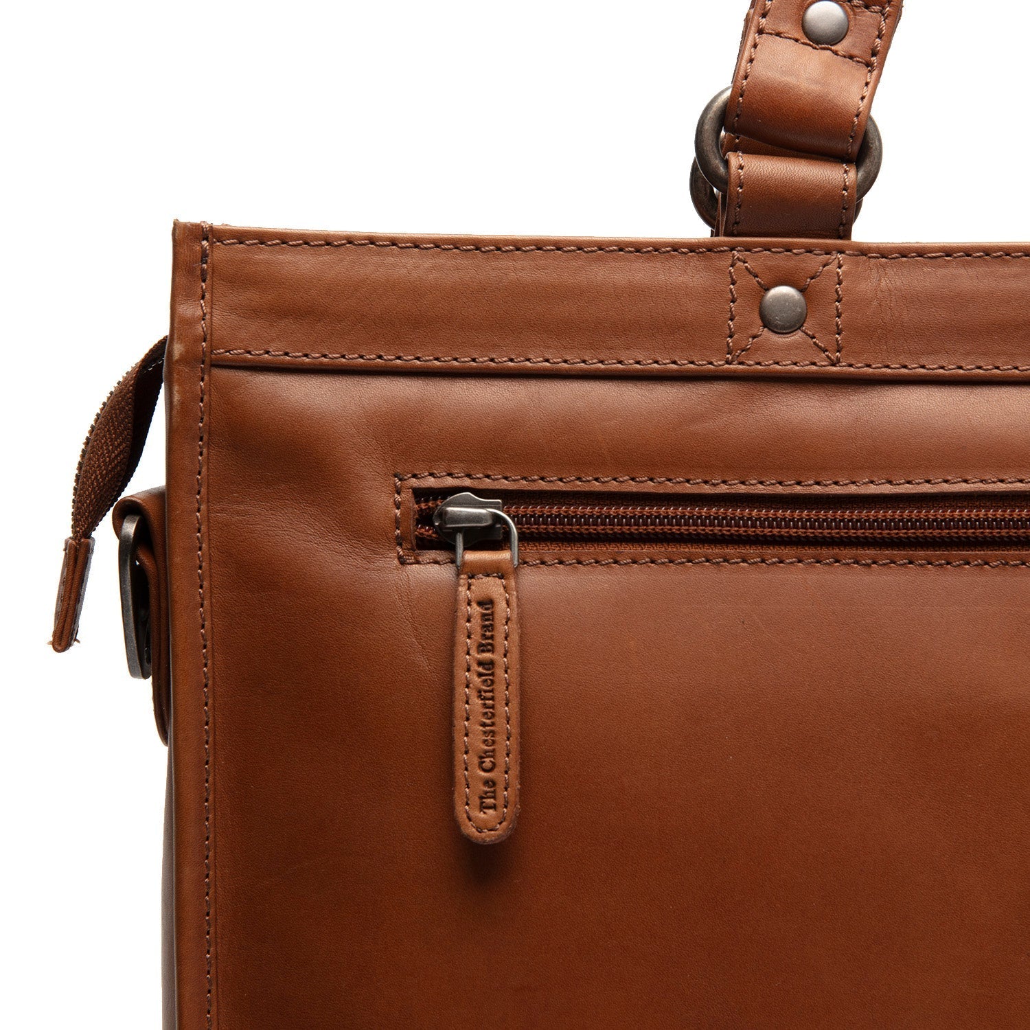 Cognac Leather Laptop Bag Manly, detail view 5