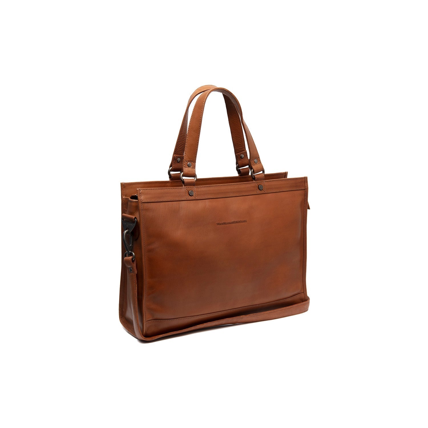 Cognac Leather Laptop Bag Manly, front view