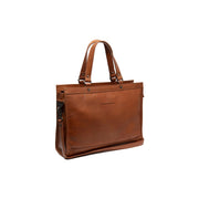 Cognac Leather Laptop Bag Manly, front view