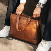 Cognac Leather Laptop Bag Manly, product view 2