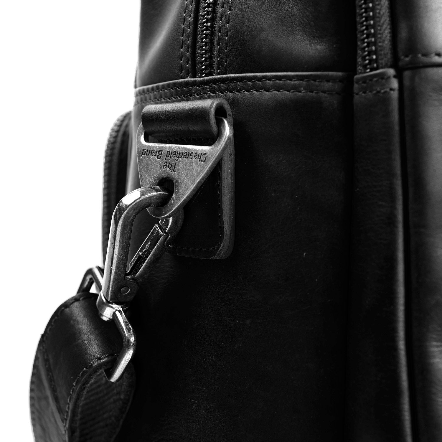 Black Leather Laptop Bag Misha, detail view 3