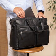 Black Leather Laptop Bag Misha, product view 3